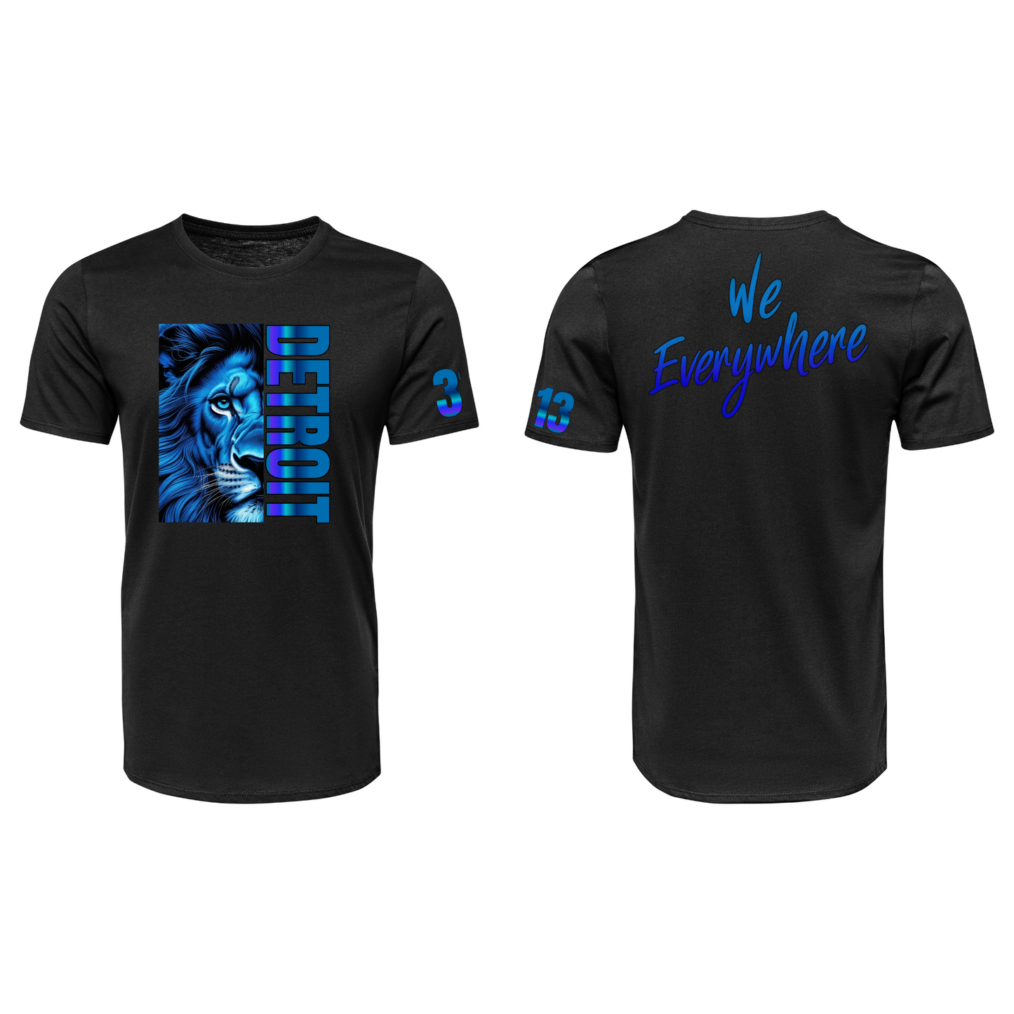 Detroit We Everywhere Blue Face Lion Heavyweight 6oz T-Shirt