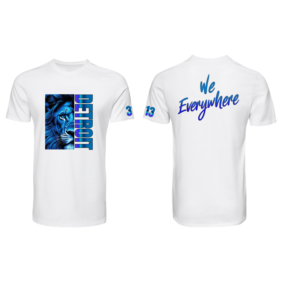 Detroit We Everywhere Blue Face Lion Heavyweight 6oz T-Shirt