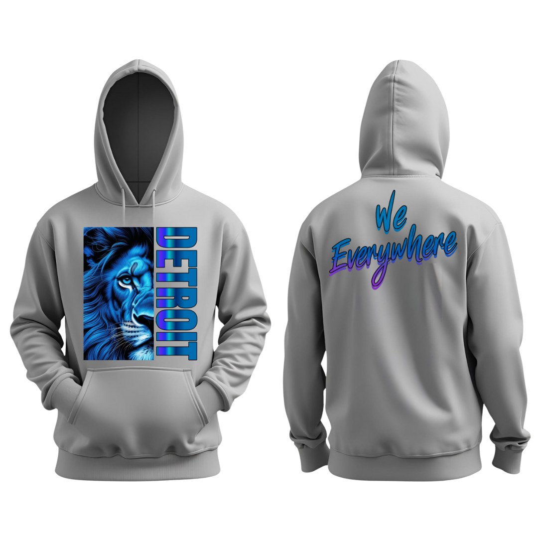 Detroit We Everywhere "Blue Face Lion" Hoodie