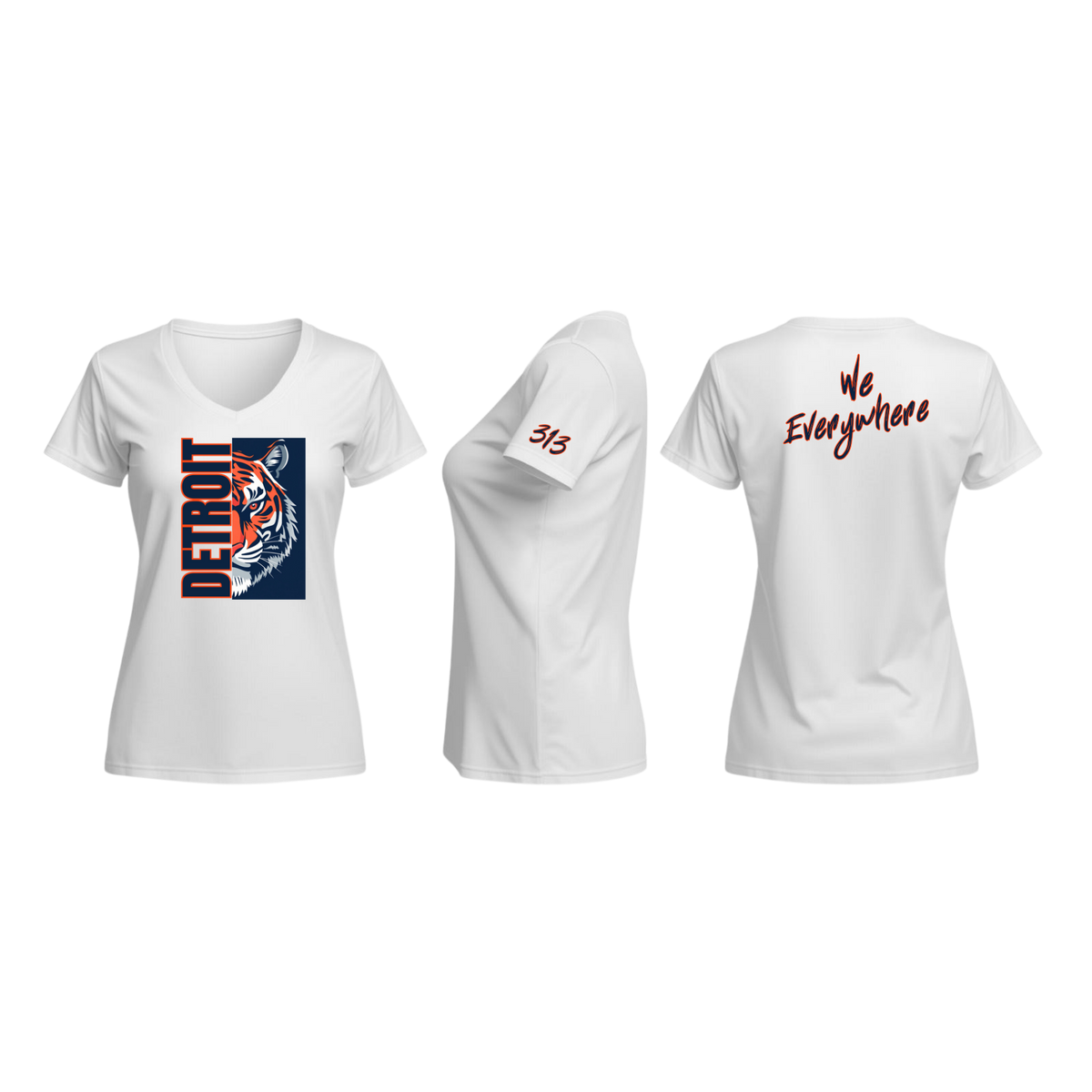 Detroit We Everywhere Women's V-Neck Tiger T-Shirt