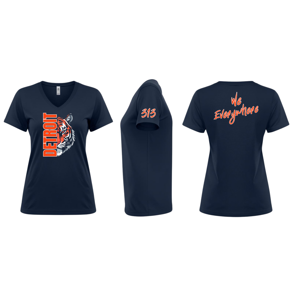 Detroit We Everywhere Women's V-Neck Tiger T-Shirt