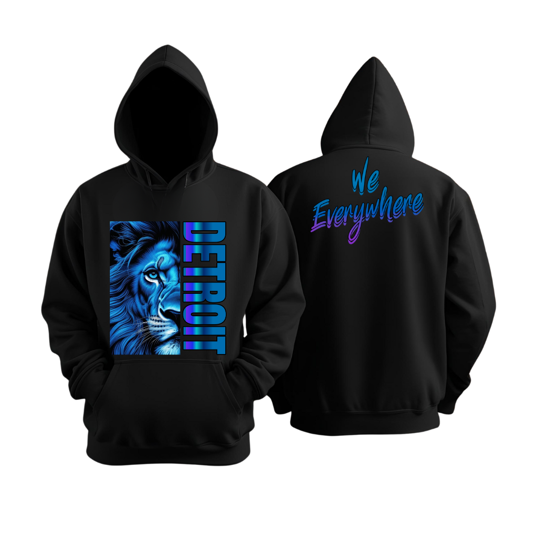 Detroit We Everywhere "Blue Face Lion" Hoodie