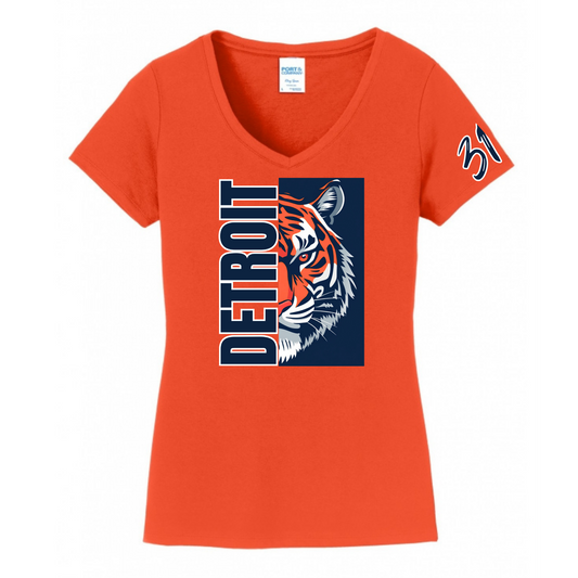 Detroit We Everywhere Women's V-Neck Tiger T-Shirt